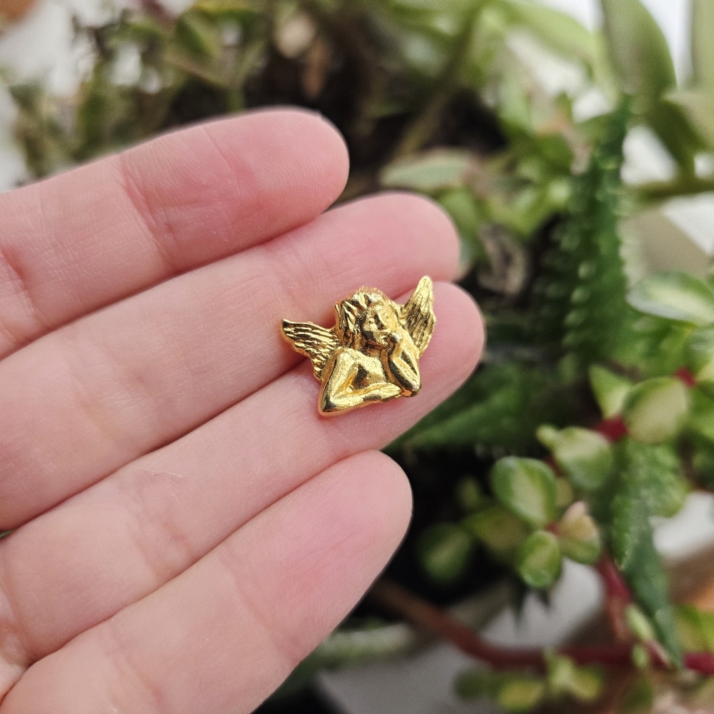 Vintage Tiny Gold Angel Lapel Brooch Pin